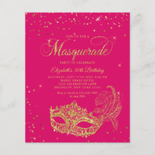 BUDGETEN Magenta Guld Glitter Masquuppad Birthday