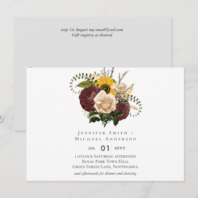 BUDGETEN Marsala Ro SunWedding bjudande in (Fram/baksida)