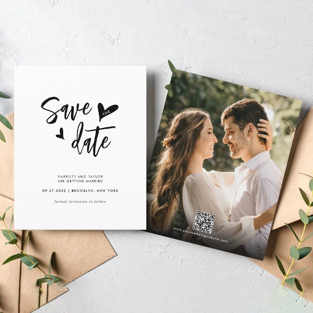 BUDGETEN Minimal, ljushjärtfoto QR-kod Bröllop (Skapare uppladdad)