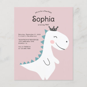BUDGETEN Minimal Rosa Girl Dinosaur-Födelsedagsfes