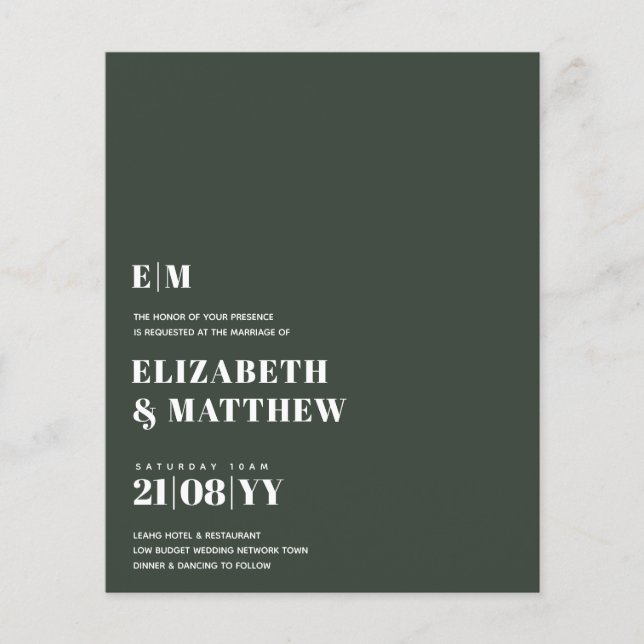 BUDGETEN-minimalistisk Plain Typography INBJUDAN - Flygblad (Framsidan)