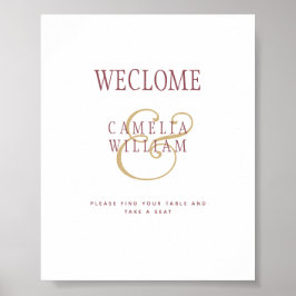 BUDGETEN Modern Berry Vin Guld Bröllop SIGN Poster