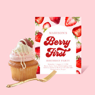 Budgeten - Modern Boho Strawberry Berry 1:a födels Flygblad