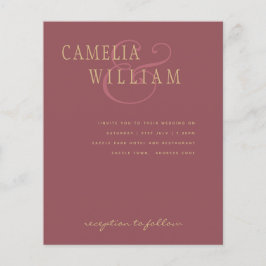 BUDGETEN Modern Bröllop Dusty Ro Rosa Guld Inbjuda Flygblad