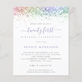Budgeten Multifärgad Glitter 21:a Party Inbjudan