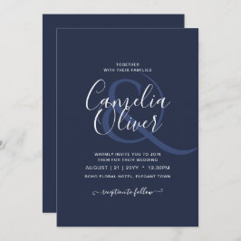 BUDGETEN Navy Blue Monochrome BRÖLLOP Inbjudningar