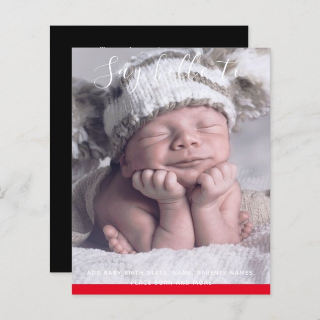 BUDGETEN Nyfödd bebis PHOTO-aviseringsAnpassningsb (Fram/baksida)