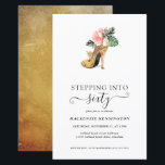 Budgeten ökar till 60 Chic Guld Heels Birthday<br><div class="desc">Modern, Elegant, "Stepping In to 60" Chic Blommigt Guld Heels Födelsedagsfest inbjudan med vår glamorösa glanka vattenfärga guld med hög hälen omgiven av tropiska blommor från rosa och grönt. Bakgrunden är en lyxig vattenfärgstvätta i guld. Enkel att anpassa med din information för en enkel elegant på 60-årsdagen födelsedagsfest inbjudan. **Vårt...</div>
