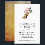 Budgeten ökar till 60 Chic Guld Heels Birthday<br><div class="desc">Modern, Elegant, "Stepping In to 60" Chic Blommigt Guld Heels Födelsedagsfest inbjudan med vår glamorösa glanka vattenfärga guld med hög hälen omgiven av tropiska blommor från rosa och grönt. Bakgrunden är en lyxig vattenfärgstvätta i guld. Enkel att anpassa med din information för en enkel elegant på 60-årsdagen födelsedagsfest inbjudan. **Vårt...</div>