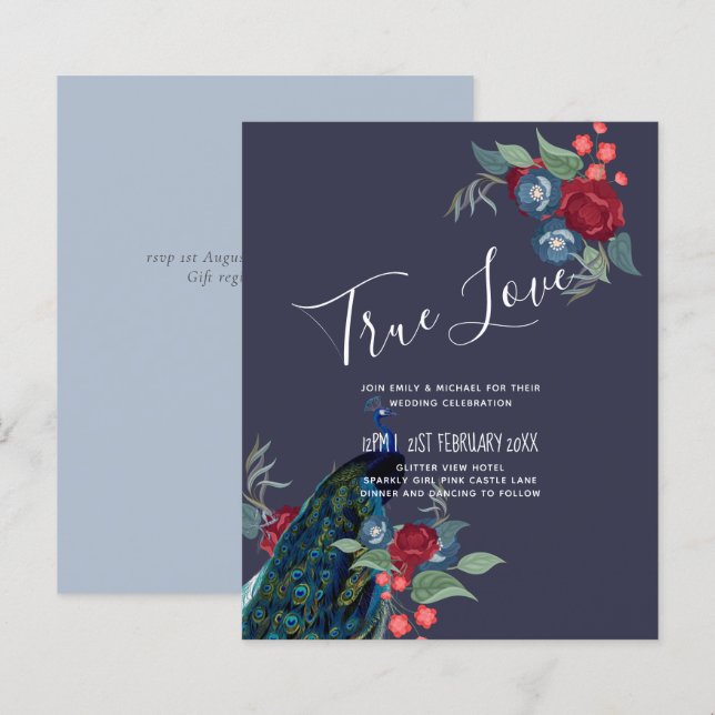 BUDGETEN Peacock Blue Burgundy Winter Fall bröllop (Fram/baksida)