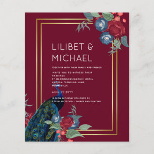 BUDGETEN Peacock Blue Burgundy Winter Fall bröllop Flygblad