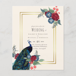 BUDGETEN Peacock Blue Burgundy Winter Fall bröllop Flygblad