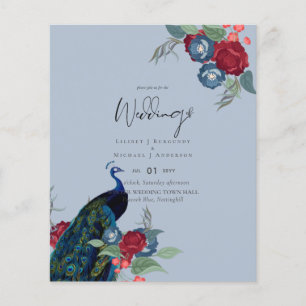 BUDGETEN Peacock Blue Burgundy Winter Fall bröllop Flygblad