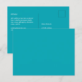 BUDGETEN Peacock Blue Teal Monochrome Bröllop Vykort