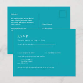 BUDGETEN Peacock Blue Teal Monochrome Bröllop Vykort