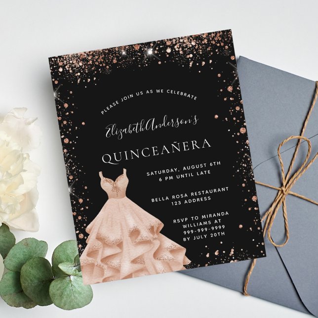 Budgeten Quinceanera Black ro guld glitter (Skapare uppladdad)