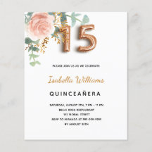 Budgeten Quinceanera blommigt ro guld eucalyptus