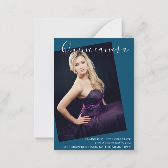 BUDGETEN Quinceanera PHOTO Inbjudan tillkännagivan (Framsida)