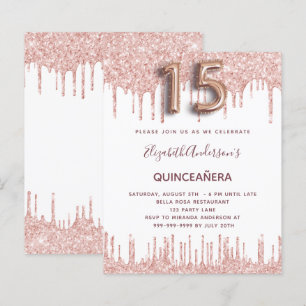 Budgeten Quinceanera ro guld glitter droppar rosa