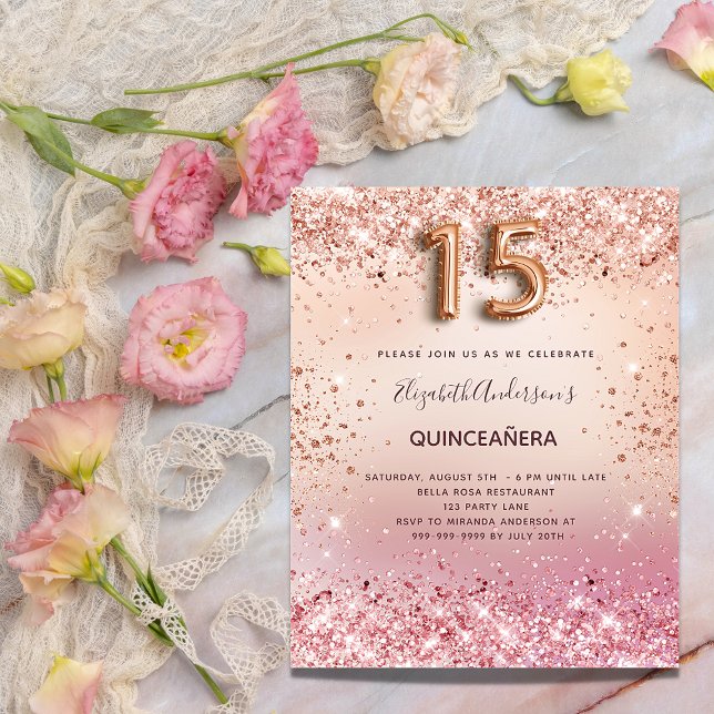 Budgeten Quinceanera ro guld  rosa glitter (Skapare uppladdad)