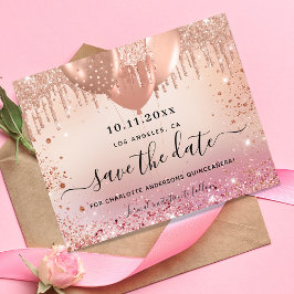 Budgeten Quinceanera rosa ros guld sparar datumet Flygblad