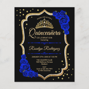 Budgeten Quinceanera - Svarta Guld-Royalet Blue In Flygblad