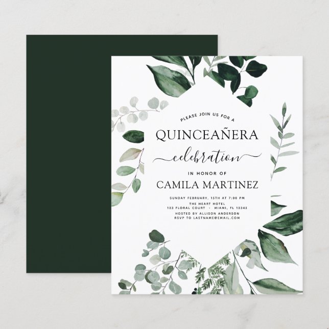 Budgeten Quinceanera Vår Botanical Grey (Fram/baksida)