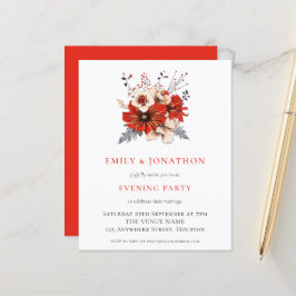 BUDGETEN Red Blommigt Bröllop Evening Party Inbjud