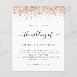 Budgeten Ro Glitter Guld Bröllop Vita Inbjudan
