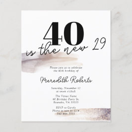 Budgeten Ro Guld Glitter 40:e födelsedagsinbjudan