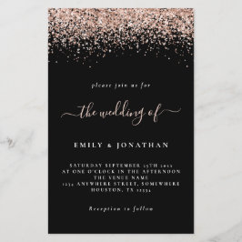 Budgeten Ro Guld Glitter Bröllop Svarta Inbjudan