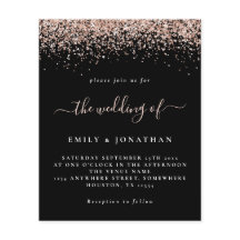 Budgeten Ro Guld Glitter Bröllop Svarta Inbjudan