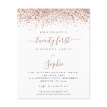 Budgeten Ro Guld Glitter Girly, 21:a Party Inbjuda