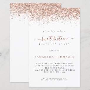 Budgeten Ro Guld Glitter Sweet 16 Birthday Inbjuda