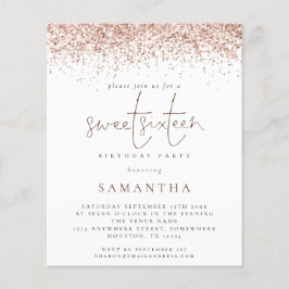 Budgeten Ro Guld Glitter Sweet sixteen Inbjudan