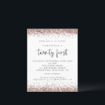 Budgeten Ro Guld Glitter Vita 21:a Party Inbjudan<br><div class="desc">Ett ekonomiskt alternativ i BUDGET på en mindre storlek på 4, 5 x 5, 6 tum (110 lbs vikt), som är av samma tjocklek som ett vykort (är dock inte lämpligt för använda som vykort). OBSERVERA ATT DET FINNS EN inbjudan per lakan. 21:a födelsedagspartiets inbjudan till ro Guld Glitter. Elegant...</div>