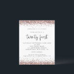 Budgeten Ro Guld Glitter Vita 21:a Party Inbjudan<br><div class="desc">Ett ekonomiskt alternativ i BUDGET på en mindre storlek på 4, 5 x 5, 6 tum (110 lbs vikt), som är av samma tjocklek som ett vykort (är dock inte lämpligt för använda som vykort). OBSERVERA ATT DET FINNS EN inbjudan per lakan. 21:a födelsedagspartiets inbjudan till ro Guld Glitter. Elegant...</div>