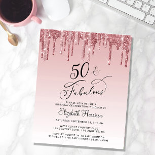 Budgeten Ro Guld Rosa Glitter 50:e födelsedag Inbj