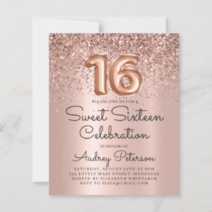 Budgeten Ro Guld Sweet sixteen födelsedag i Inbjud