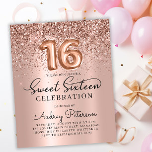 Budgeten Ro Guld Sweet sixteen födelsedag i Inbjud