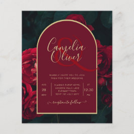 BUDGETEN Röd ros ForestGreen Winter Wedand INBJUDA Flygblad