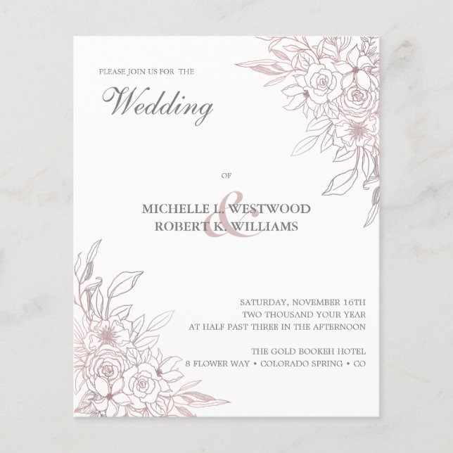 BUDGETEN Romantisk Chic Ro Guld Blommigt Bröllop (Framsida)