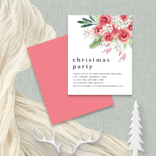 Budgeten Rosa Blommigt Berries jul Party Inbjudan