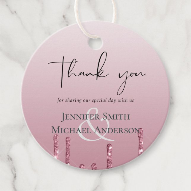 BUDGETEN Rosa Glitter Bröllop Gåvor Etiketter (Framsida)