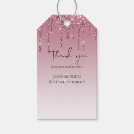 BUDGETEN Rosa Glitter Bröllop Presentetikett