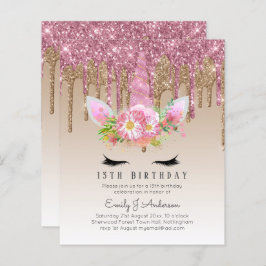 BUDGETEN Rosa Glitter Unicorn Girls Birthday Inbju