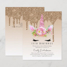 BUDGETEN Rosa Glitter Unicorn Girls Birthday Inbju