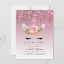 BUDGETEN Rosa Glitter Unicorn Girls Birthday Inbju