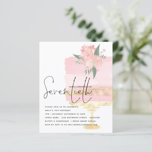 Budgeten Rosa Guld födelsedag 70:e Party Inbjudan (Stående Fram)