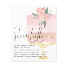 Budgeten Rosa Guld födelsedag 70:e Party Inbjudan